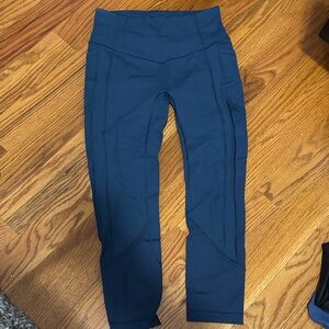 Teal Blue High-Waisted Cropped Leggings